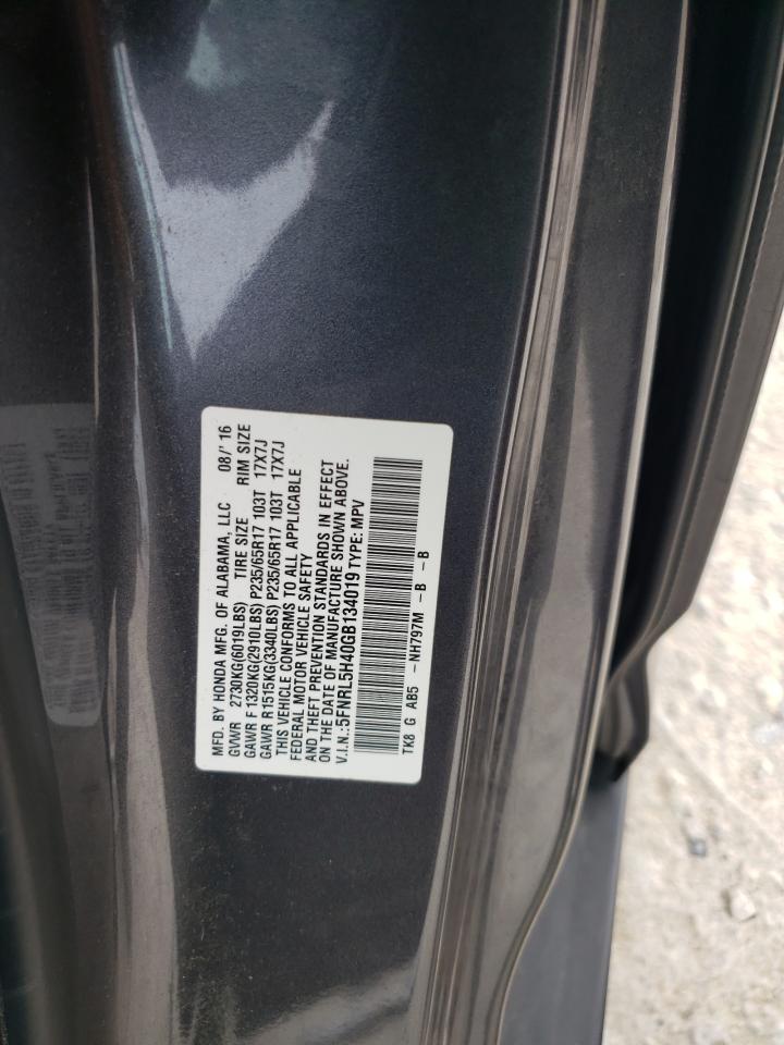 5FNRL5H40GB134019 2016 Honda Odyssey Ex