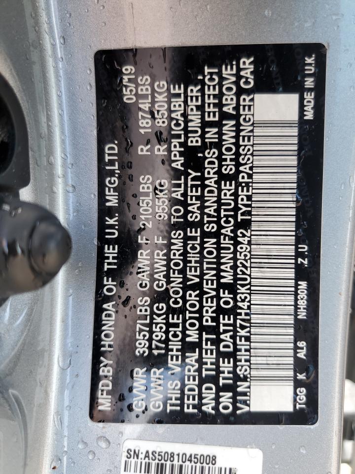 SHHFK7H43KU225942 2019 Honda Civic Sport
