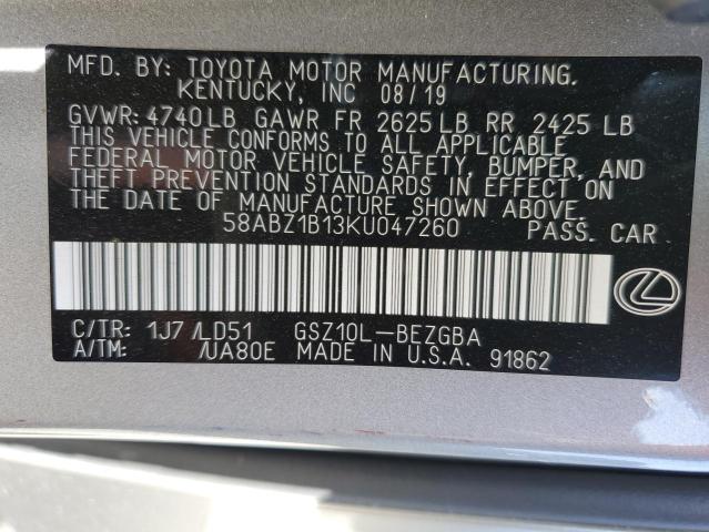 2019 Lexus Es 350 VIN: 58ABZ1B13KU047260 Lot: 55960284