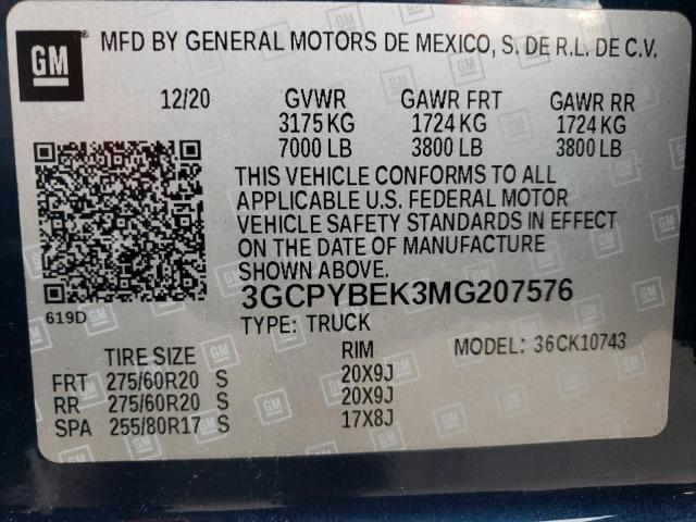 2021 Chevrolet Silverado K1500 Custom VIN: 3GCPYBEK3MG207576 Lot: 53656244