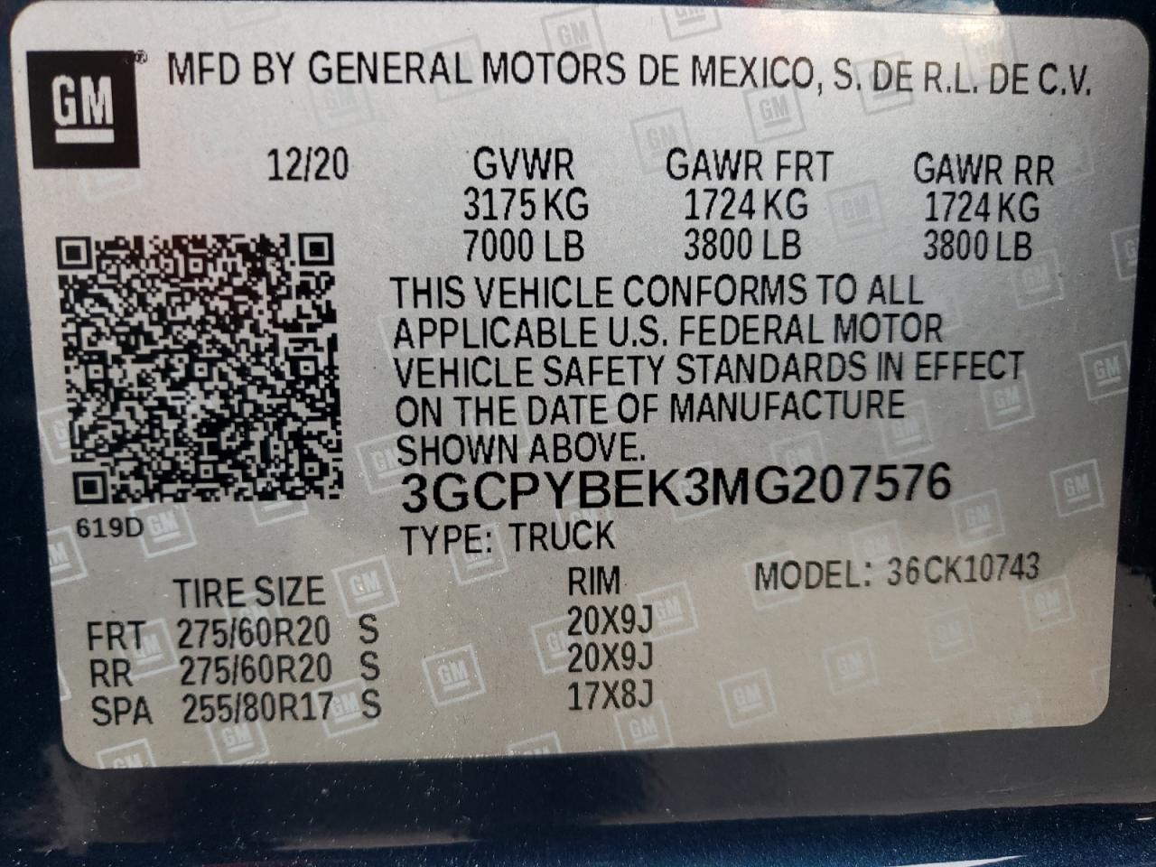 3GCPYBEK3MG207576 2021 Chevrolet Silverado K1500 Custom