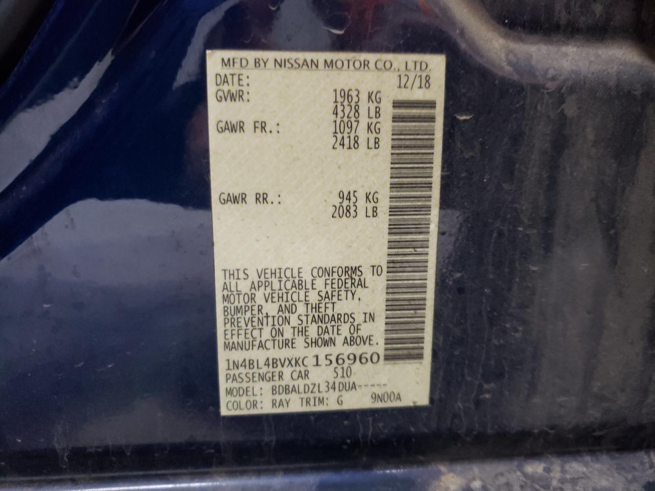 1N4BL4BVXKC156960 NISSAN ALTIMA 2019