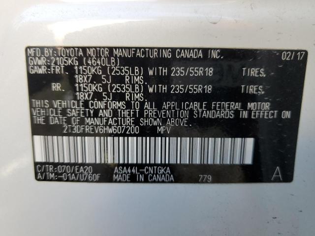 2017 Toyota Rav4 Limited VIN: 2T3DFREV6HW607200 Lot: 56913534