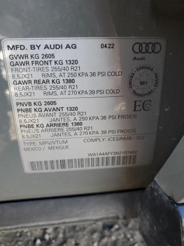 2022 Audi Sq5 Premium VIN: WA1A4AFY3N2107402 Lot: 57092454