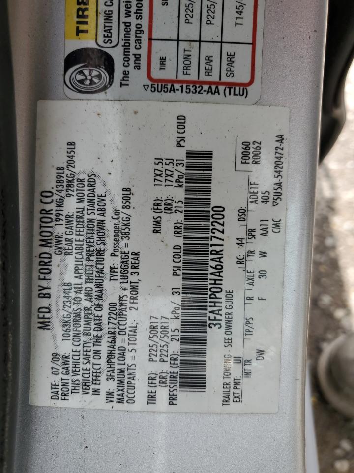 3FAHP0HA6AR172200 2010 Ford Fusion Se