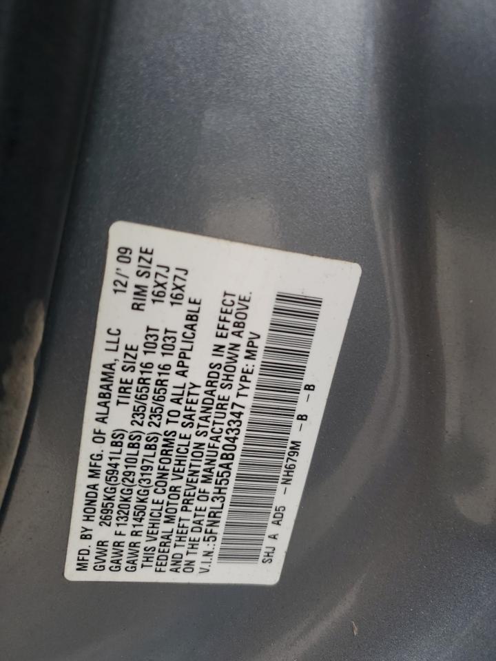 5FNRL3H55AB043347 2010 Honda Odyssey Ex