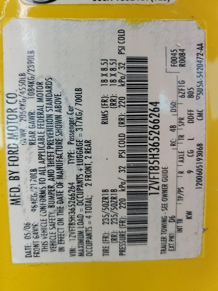 1ZVFT85H365266264 2006 Ford Mustang Gt