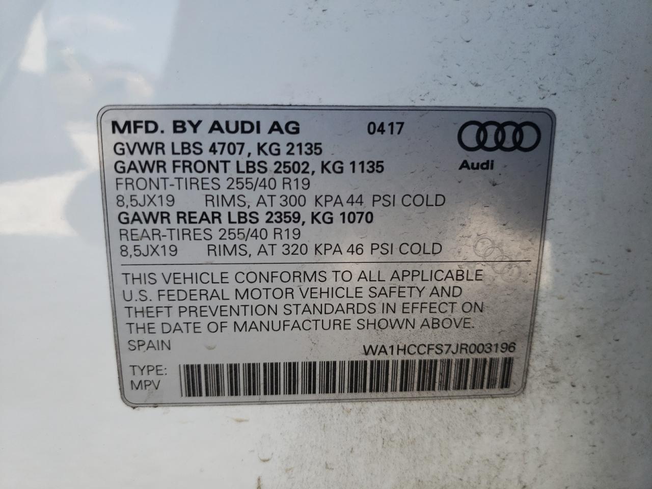 WA1HCCFS7JR003196 2018 Audi Q3 Premium Plus