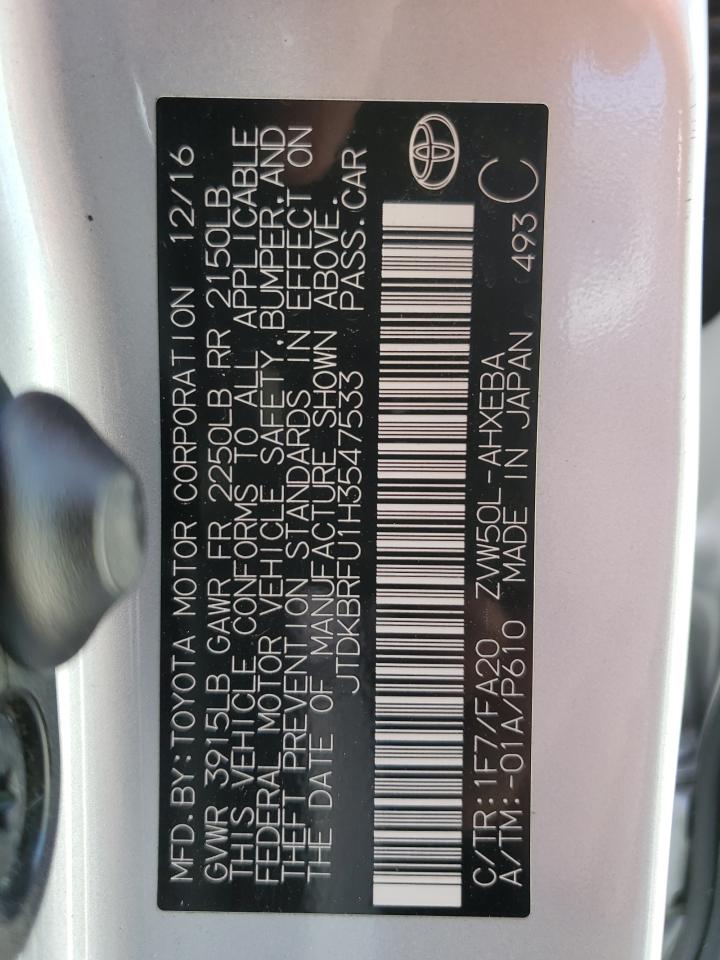 JTDKBRFU1H3547533 2017 Toyota Prius