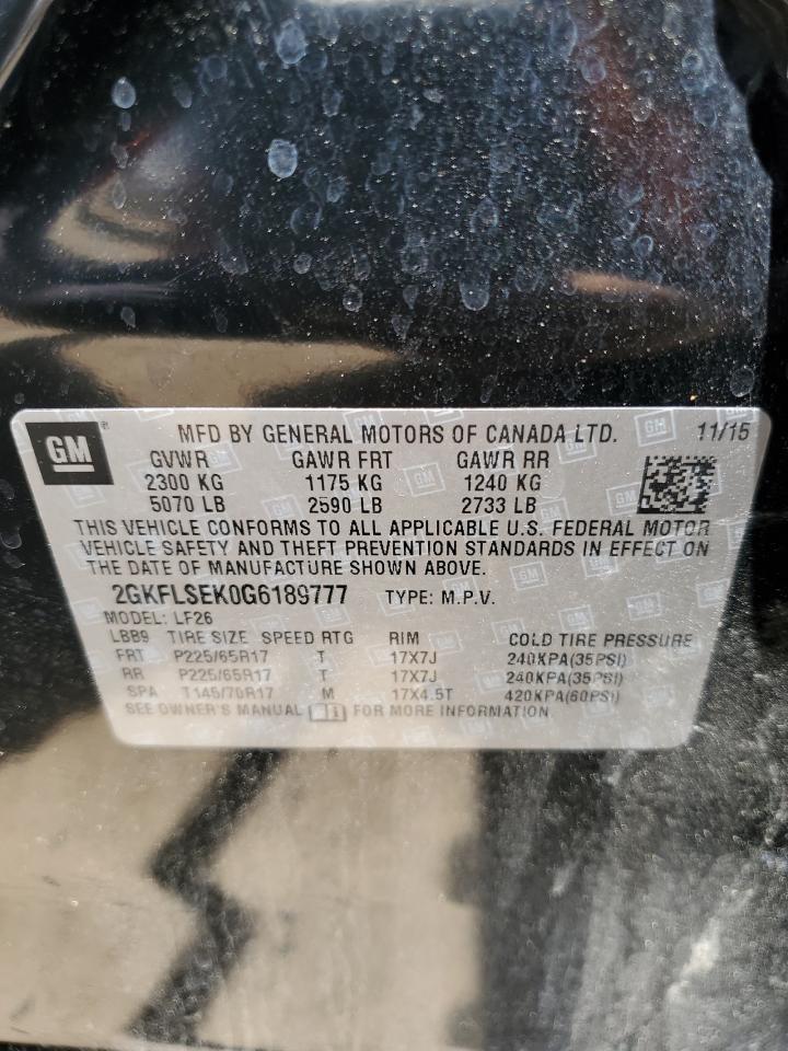 2GKFLSEK0G6189777 2016 GMC Terrain Sle