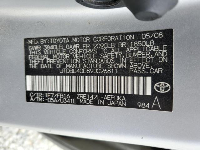 2009 Toyota Corolla Base VIN: JTDBL40E89J026811 Lot: 53526764