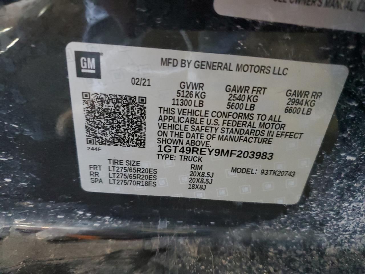 1GT49REY9MF203983 2021 GMC Sierra K2500 Denali