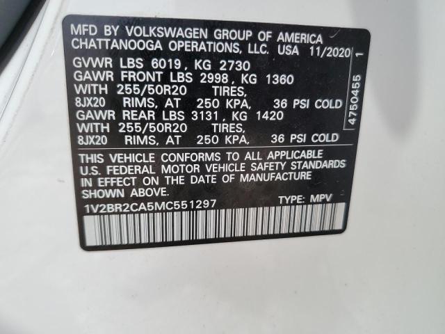 2021 Volkswagen Atlas Sel VIN: 1V2BR2CA5MC551297 Lot: 55547224