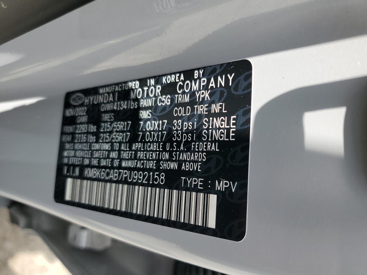 KM8K6CAB7PU992158 2023 Hyundai Kona Sel