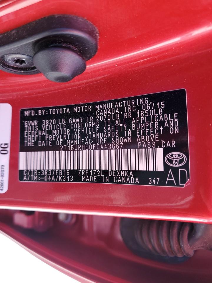 2T1BURHE0FC443667 2015 Toyota Corolla L