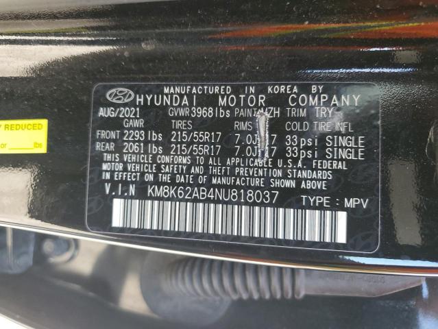 2022 Hyundai Kona Sel VIN: KM8K62AB4NU818037 Lot: 52955034