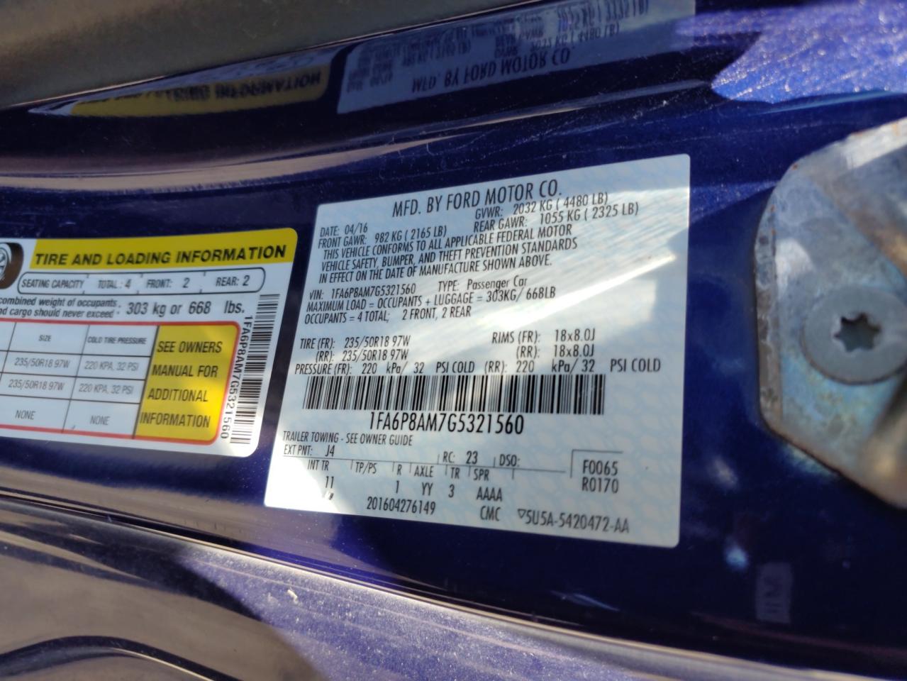 1FA6P8AM7G5321560 2016 Ford Mustang