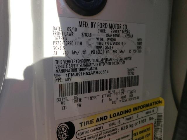 2010 Ford Expedition El Eddie Bauer VIN: 1FMJK1H53AEB58594 Lot: 54855244