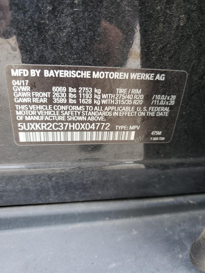 5UXKR2C37H0X04772 2017 BMW X5 Sdrive35I