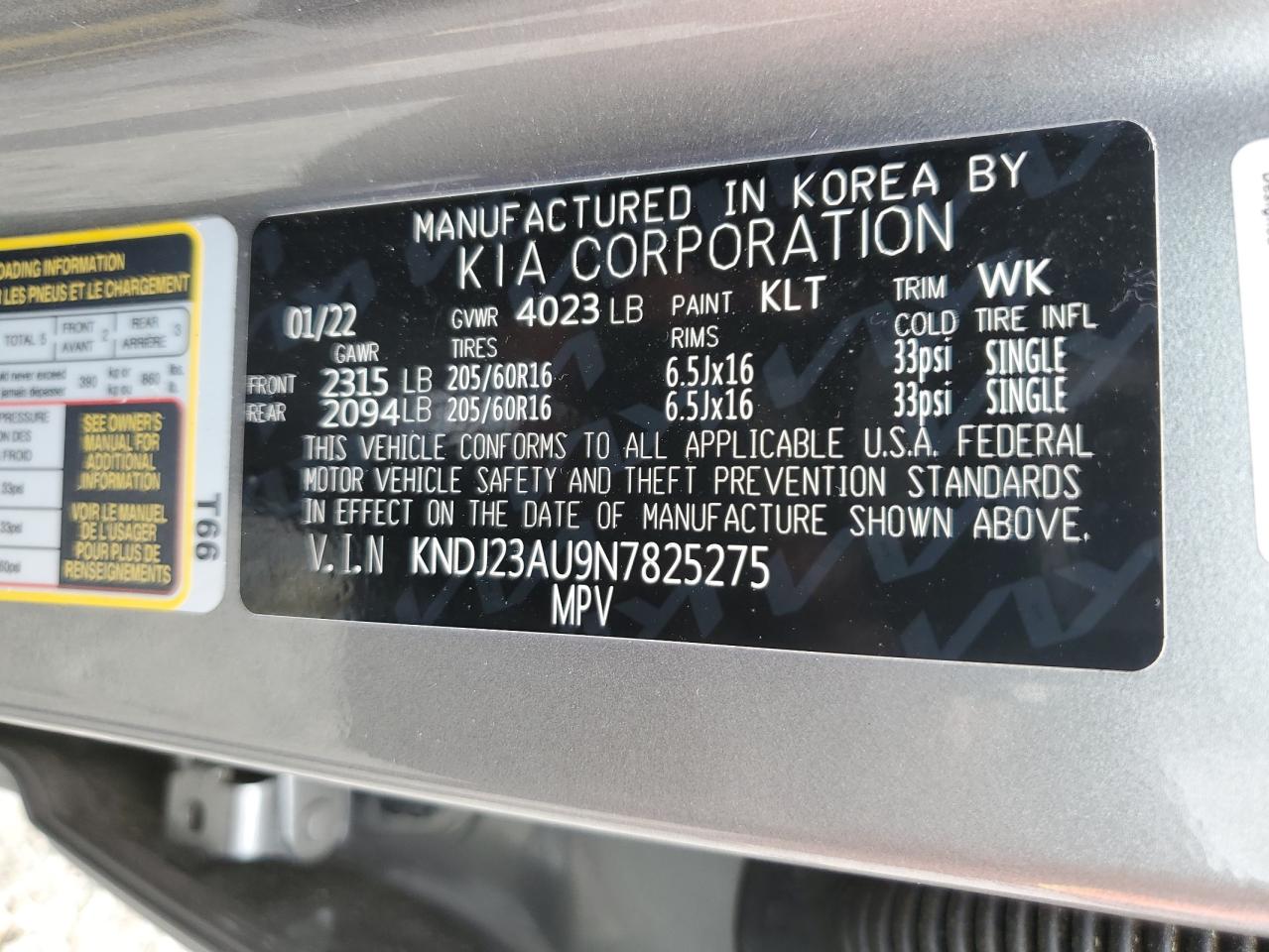 KNDJ23AU9N7825275 2022 Kia Soul Lx
