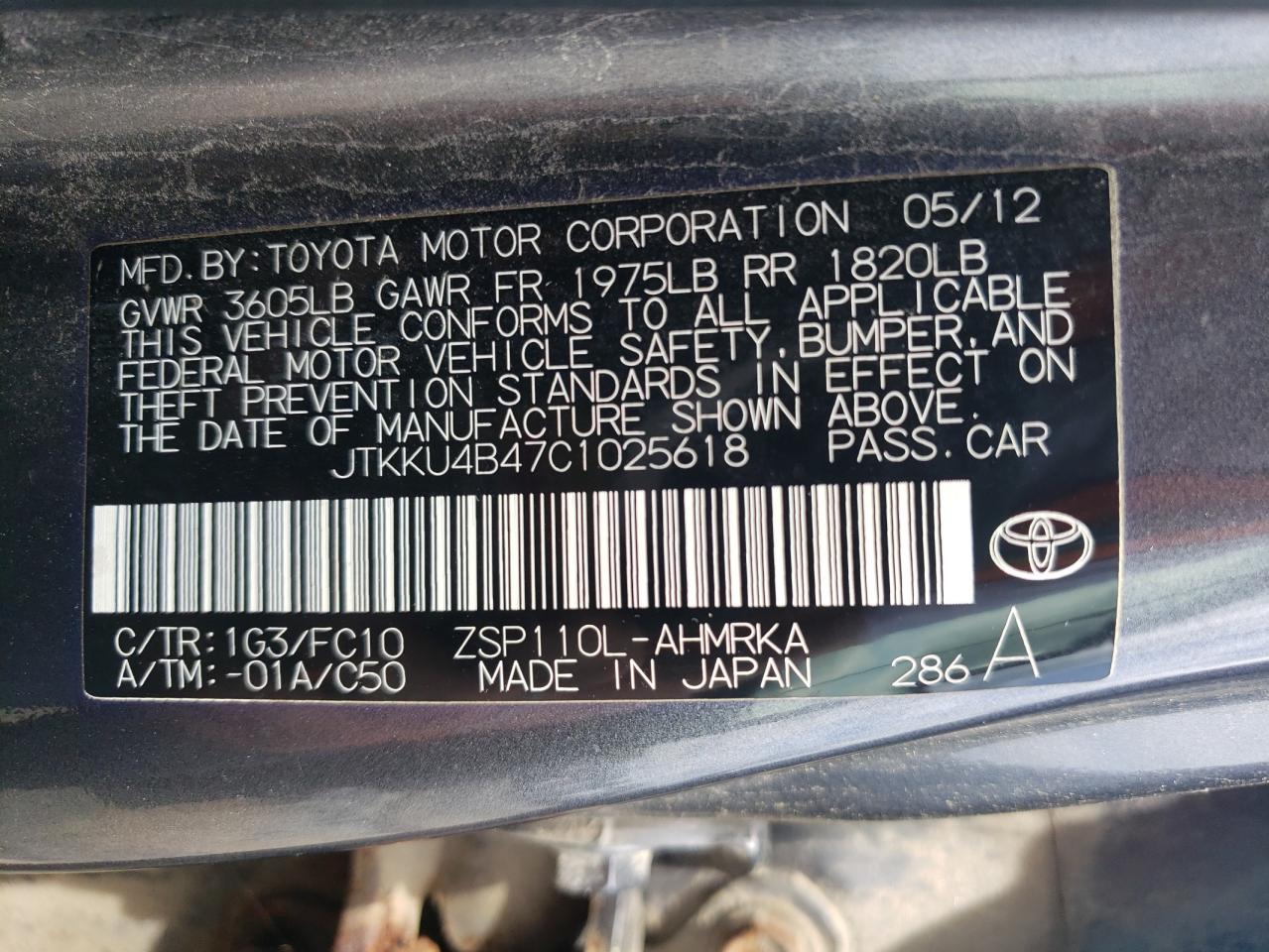 JTKKU4B47C1025618 2012 Toyota Scion Xd