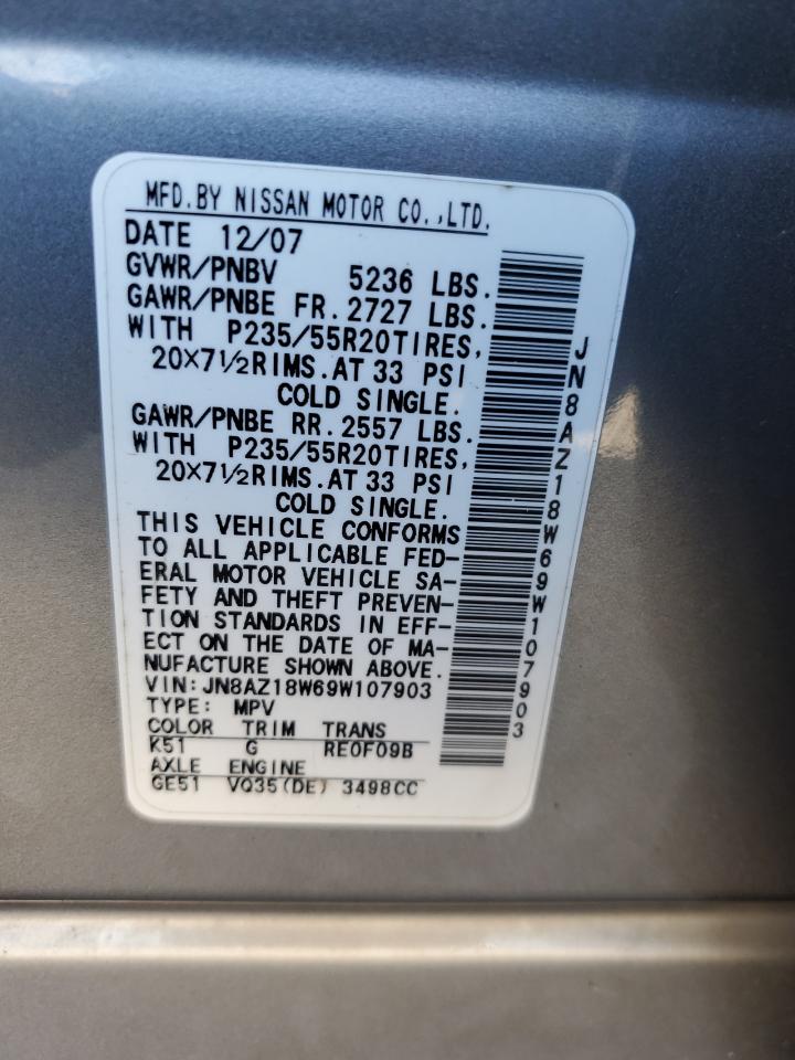 JN8AZ18W69W107903 2009 Nissan Murano S