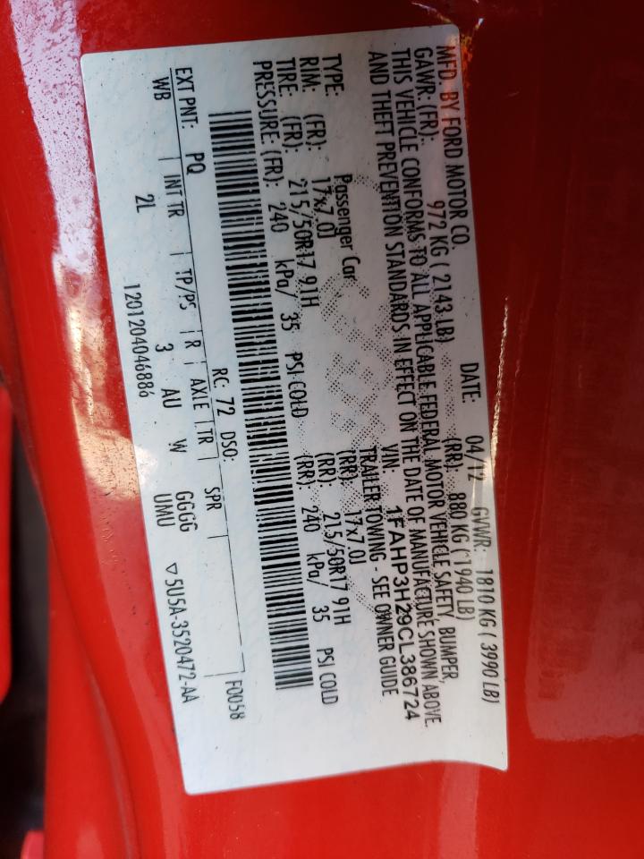 1FAHP3H29CL386724 2012 Ford Focus Sel