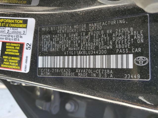 VIN 4T1G11AK6LU344300 2020 Toyota Camry, SE no.12