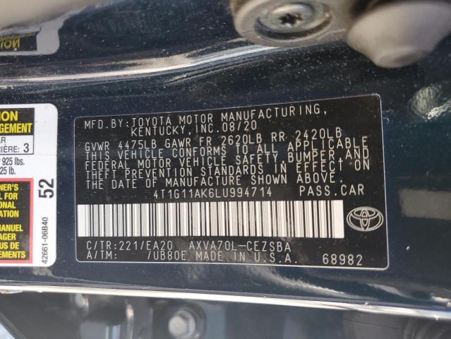 VIN 4T1G11AK6LU994714 2020 Toyota Camry, SE no.13