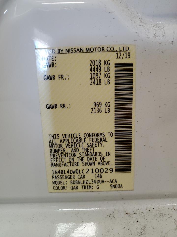 1N4BL4DW0LC210029 2020 Nissan Altima Sv