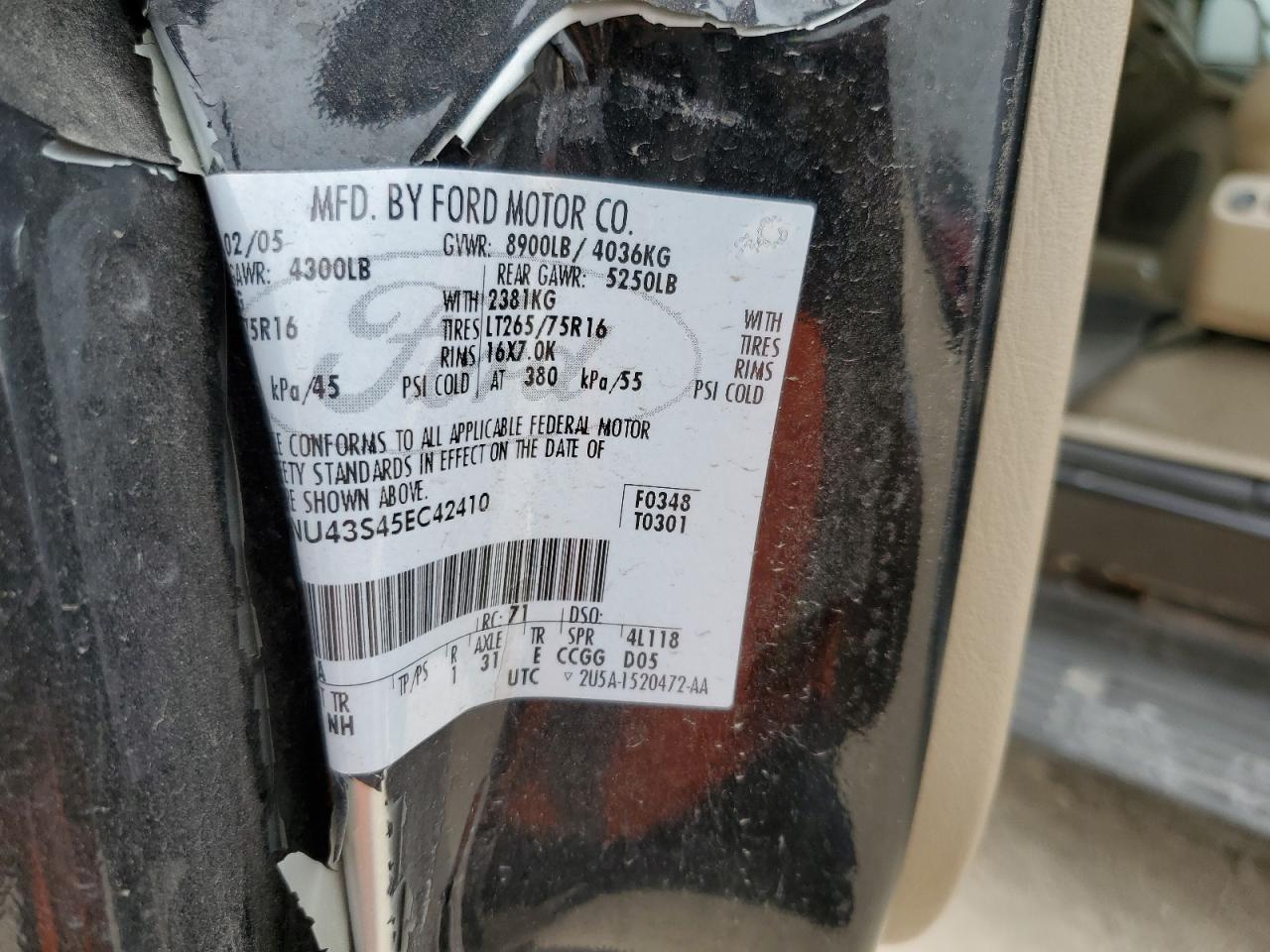 1FMNU43S45EC42410 2005 Ford Excursion Limited