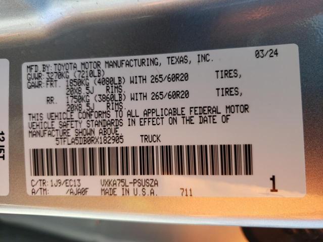 2024 TOYOTA TUNDRA CRE 5TFLA5DB0RX182905  55634404