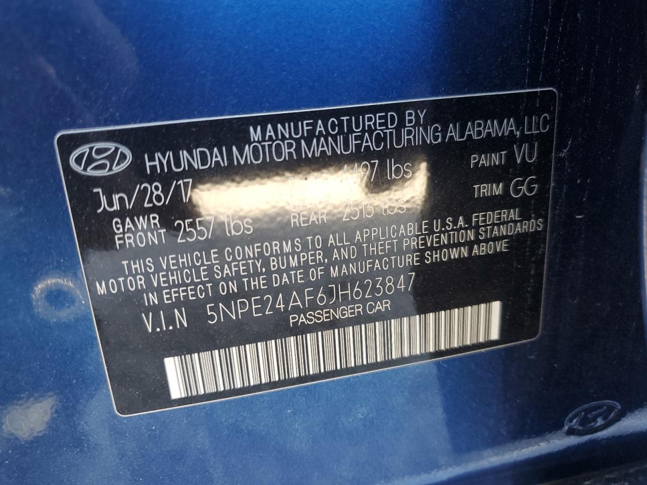 5NPE24AF6JH623847 2018 Hyundai Sonata Se