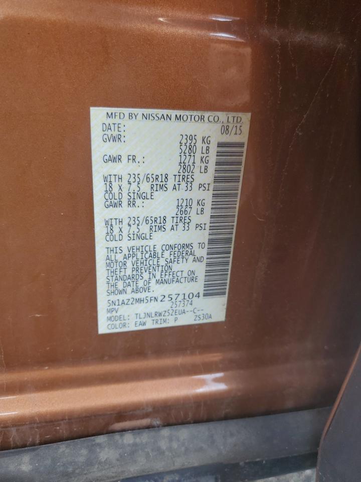 5N1AZ2MH5FN257104 2015 Nissan Murano S