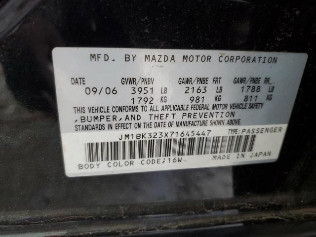 2007 Mazda 3 S VIN: JM1BK323X71645447 Lot: 52921854
