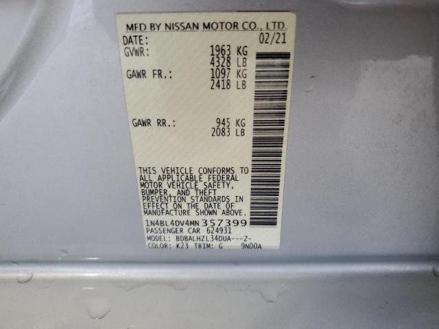 2021 Nissan Altima Sv VIN: 1N4BL4DV4MN357399 Lot: 54971114