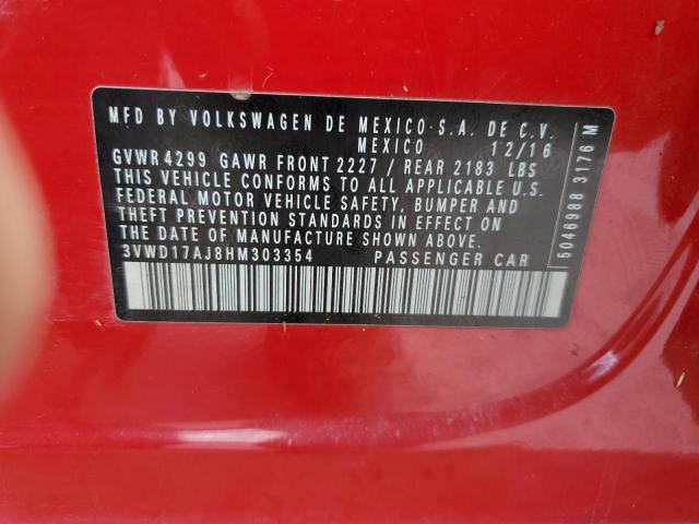 2017 Volkswagen Jetta Sport VIN: 3VWD17AJ8HM303354 Lot: 56814224