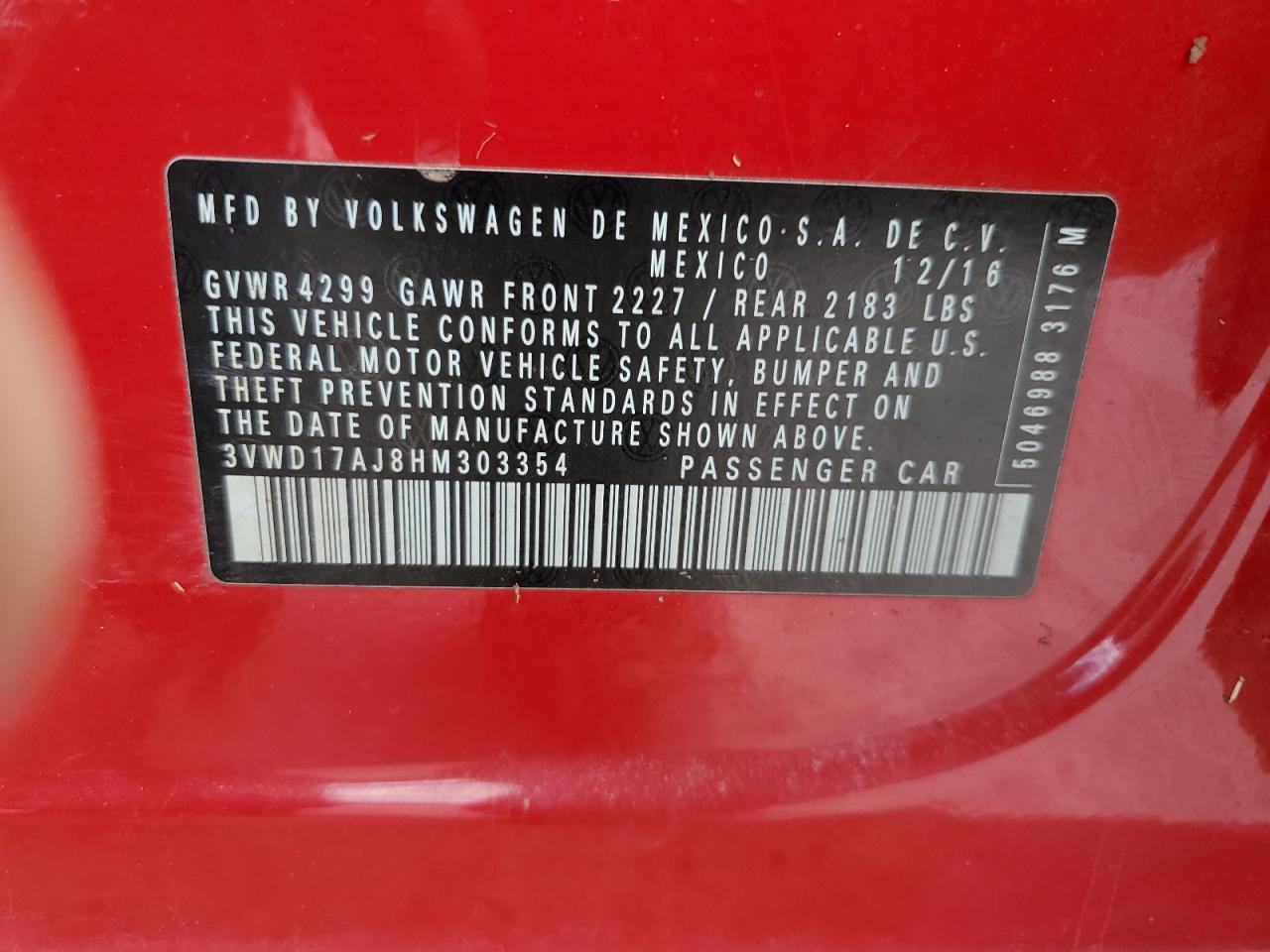 3VWD17AJ8HM303354 2017 Volkswagen Jetta Sport