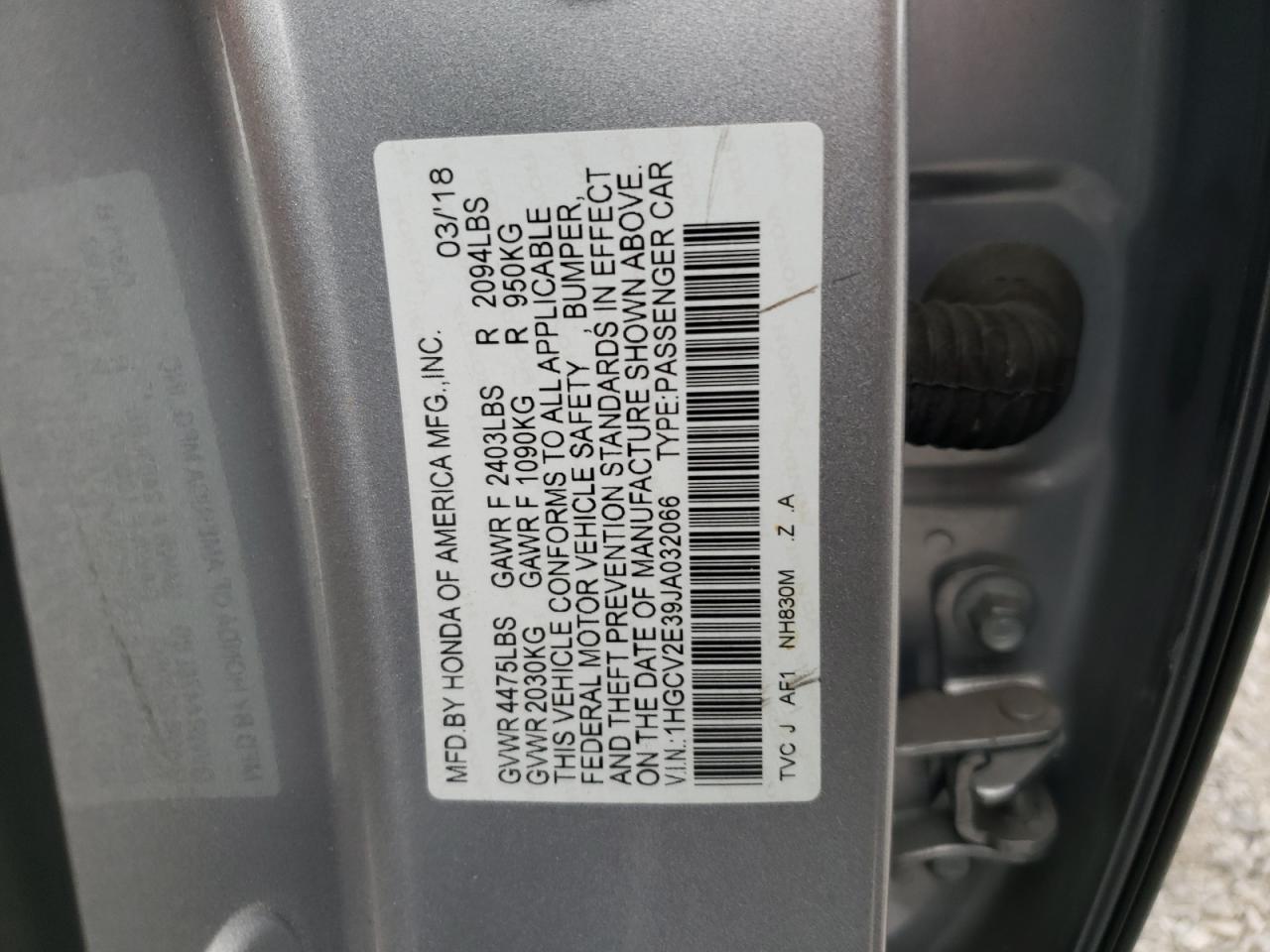 1HGCV2E39JA032066 2018 Honda Accord Sport