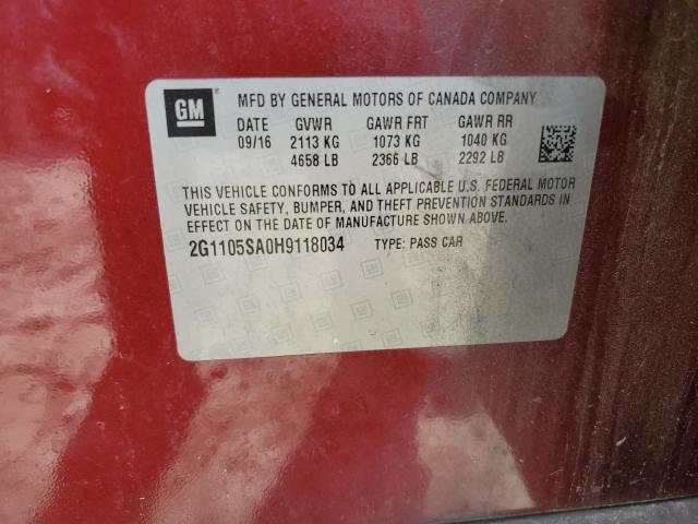 2017 Chevrolet Impala Lt VIN: 2G1105SA0H9118034 Lot: 55669834