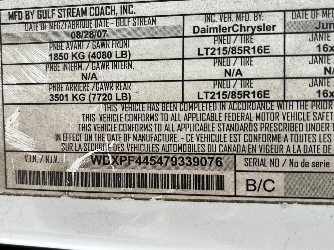 WDXPF445479339076 2007 Dodge Sprinter 3500