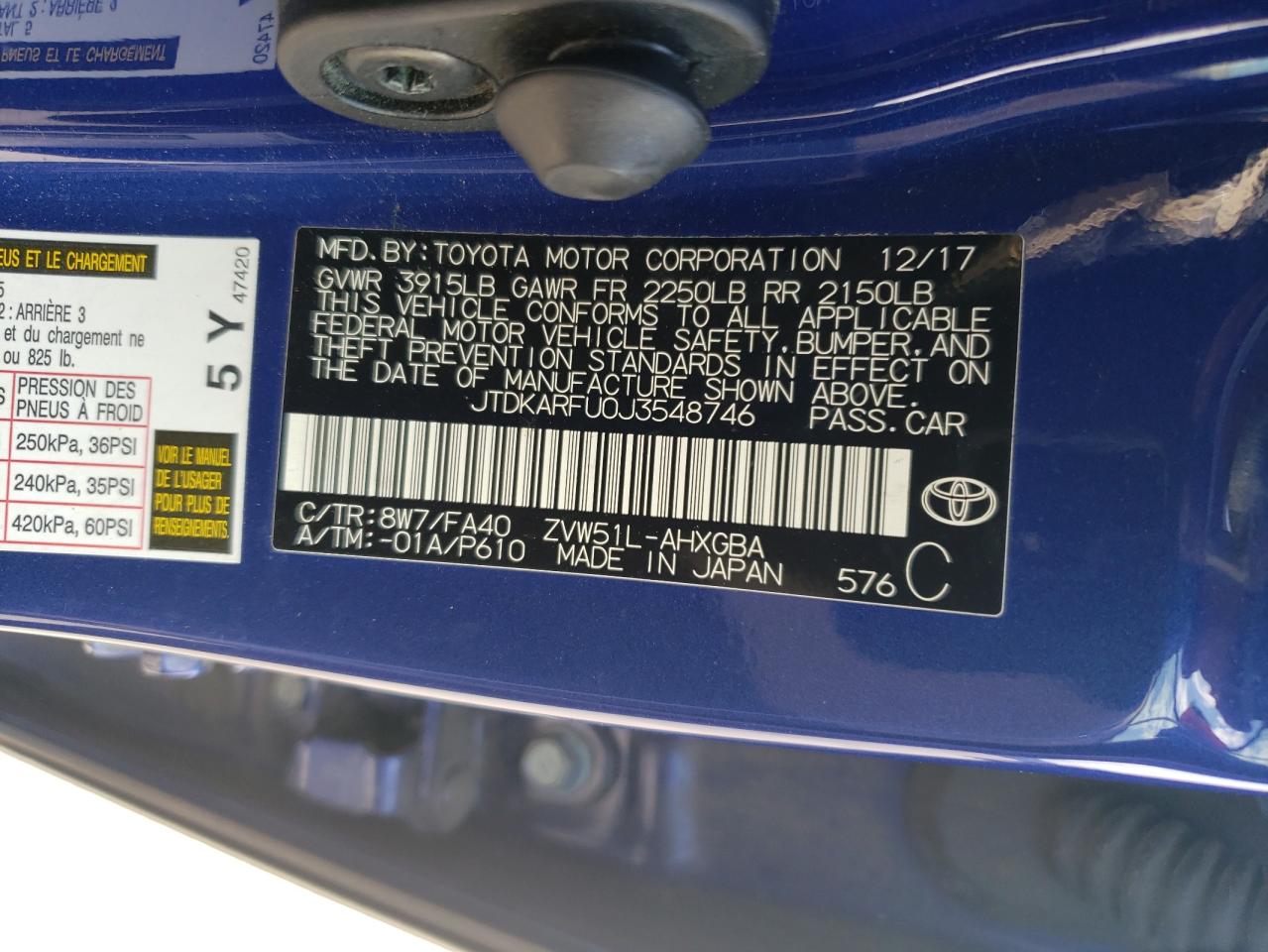 JTDKARFU0J3548746 2018 Toyota Prius