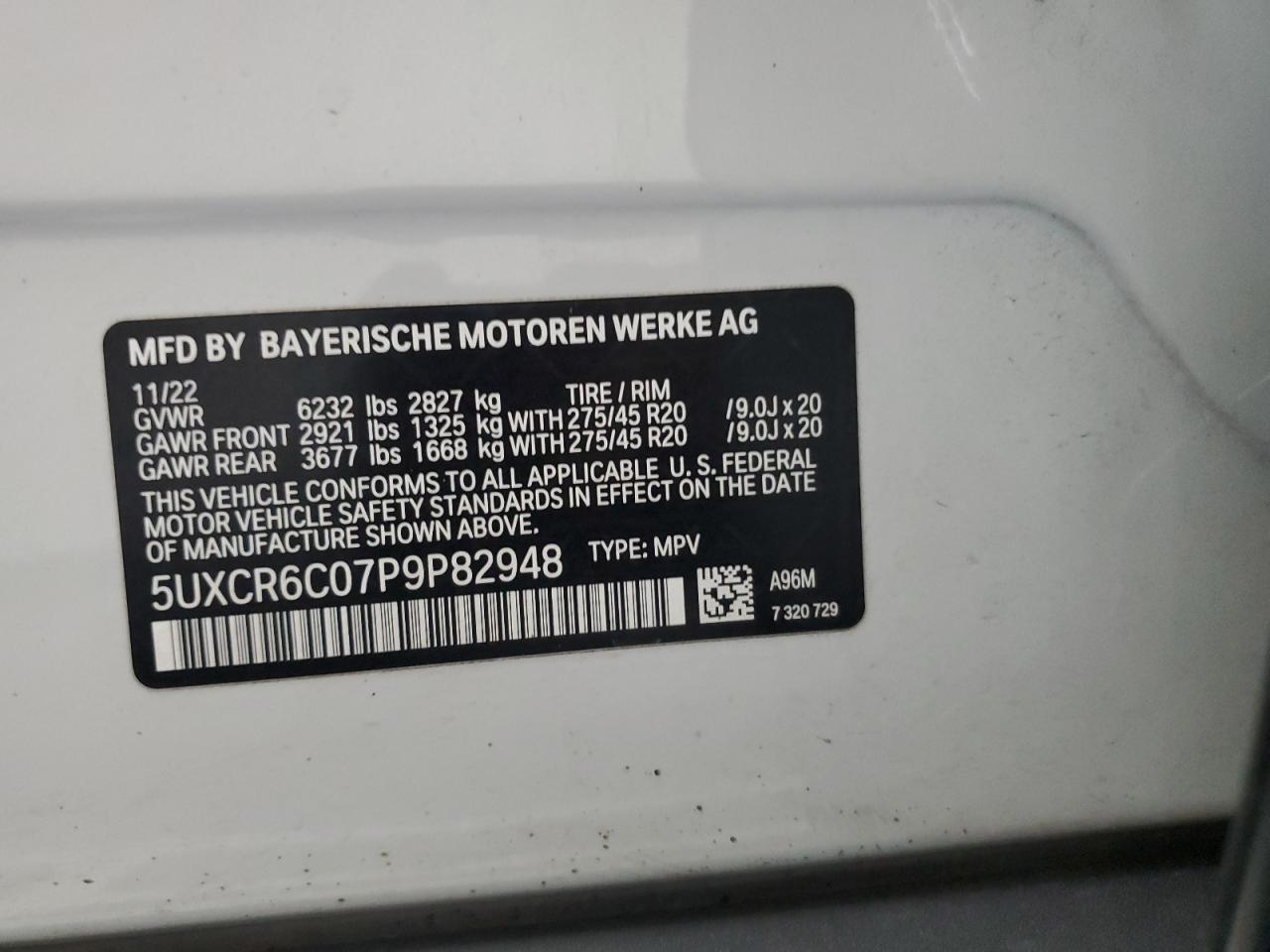 5UXCR6C07P9P82948 2023 BMW X5 xDrive40I