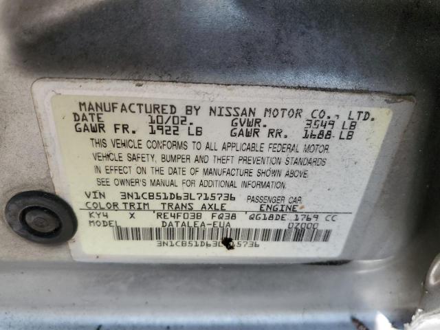 2003 Nissan Sentra Xe VIN: 3N1CB51D63L715736 Lot: 51148884