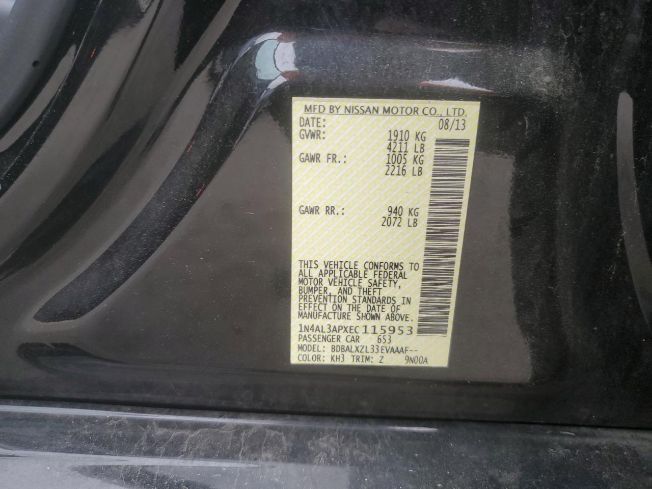 1N4AL3APXEC115953 2014 Nissan Altima 2.5