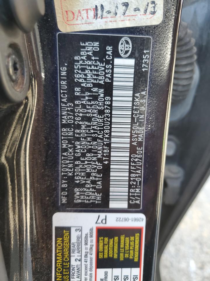 4T1BF1FK8DU238789 2013 Toyota Camry L