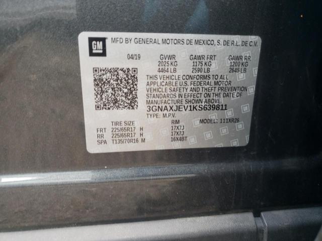 2019 Chevrolet Equinox Lt VIN: 3GNAXJEV1KS639811 Lot: 53933484