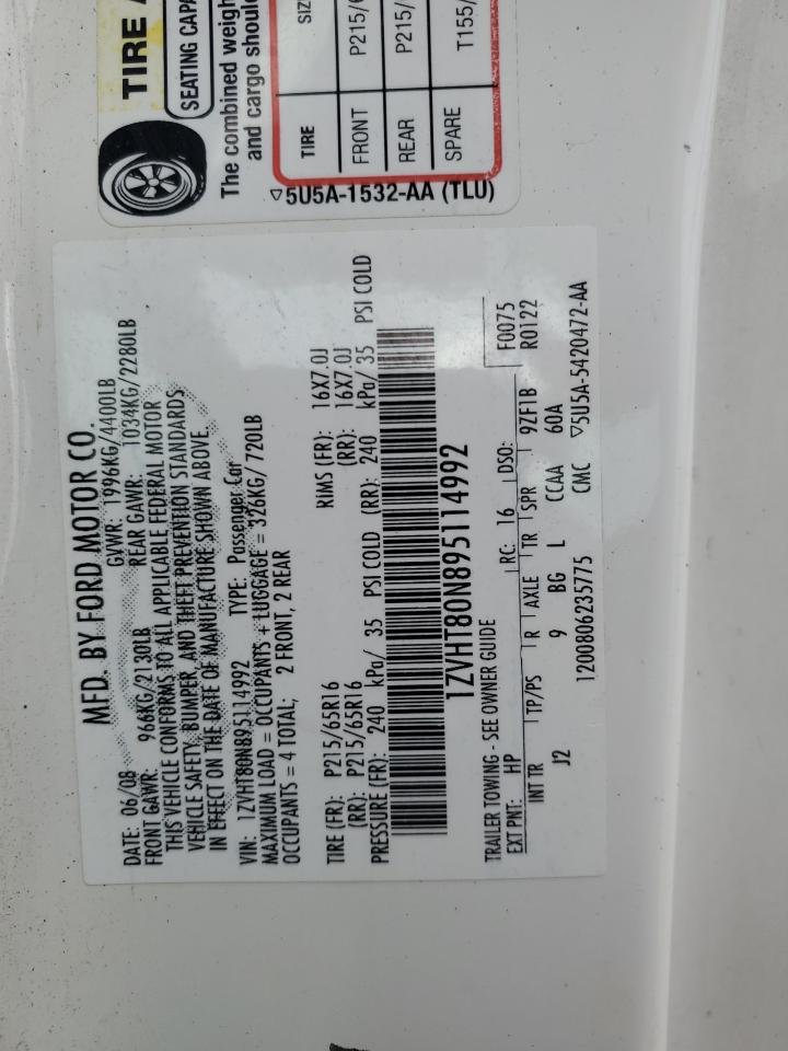 1ZVHT80N895114992 2009 Ford Mustang