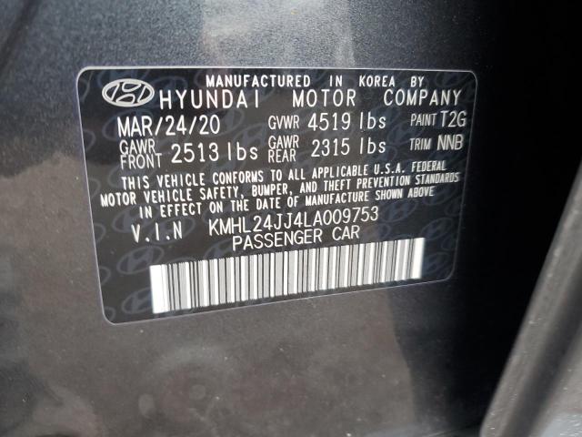 2020 Hyundai Sonata Hybrid VIN: KMHL24JJ4LA009753 Lot: 52606164