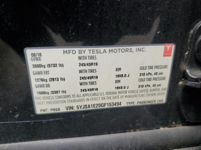 2016 Tesla Model S VIN: 5YJSA1E20GF153494 Lot: 49448614